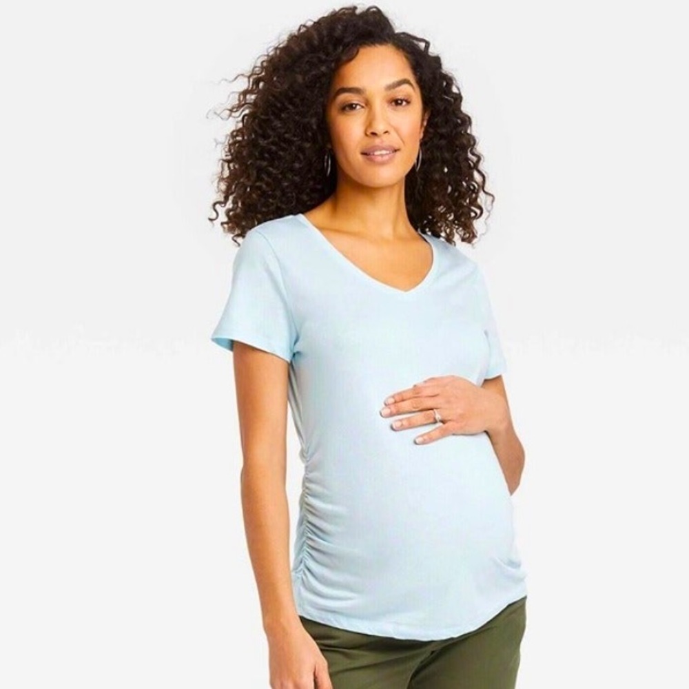 New Isabel maternity v neck short sleeve t- shirt shirred side size XS